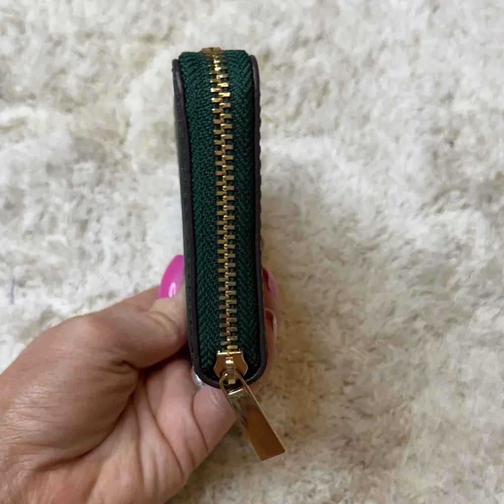 Tory Burch Emerald Stone Emerson Coin Case and Gold Zip Wallet